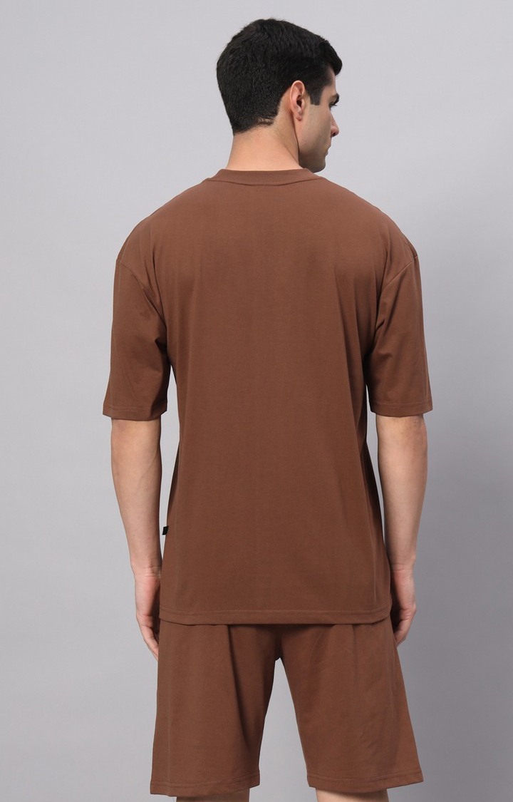 Men's Brown Printed Co-ords