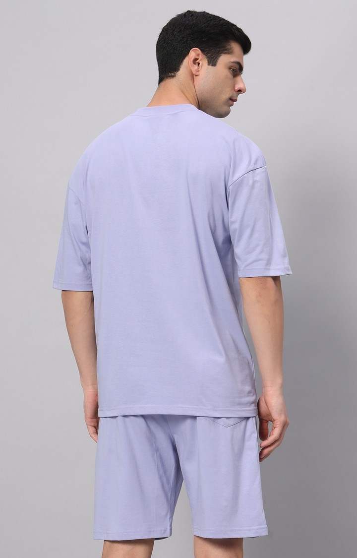 Men's Blue Printed Co-ords