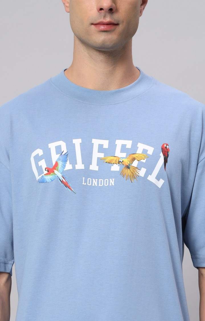 Men's Blue Printed Co-ords