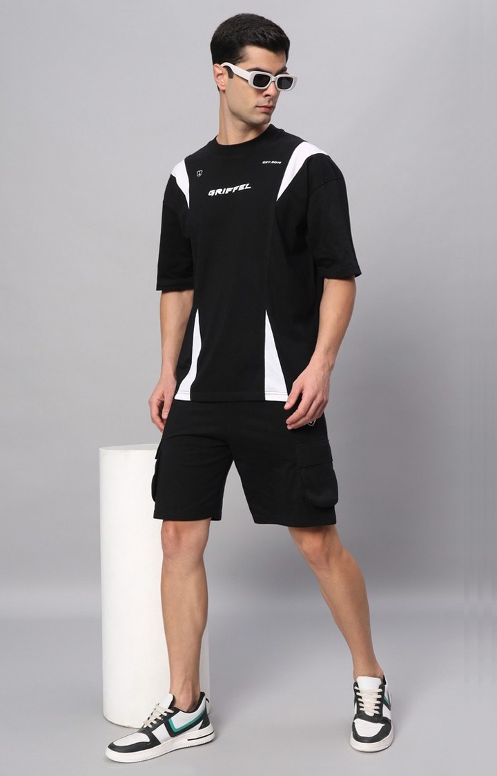 Men's Black Printed Co-ords
