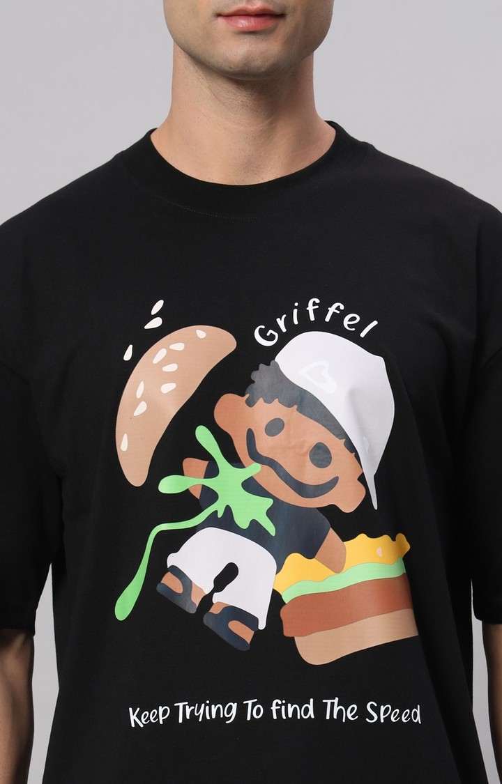 Men's Black Printed Co-ords