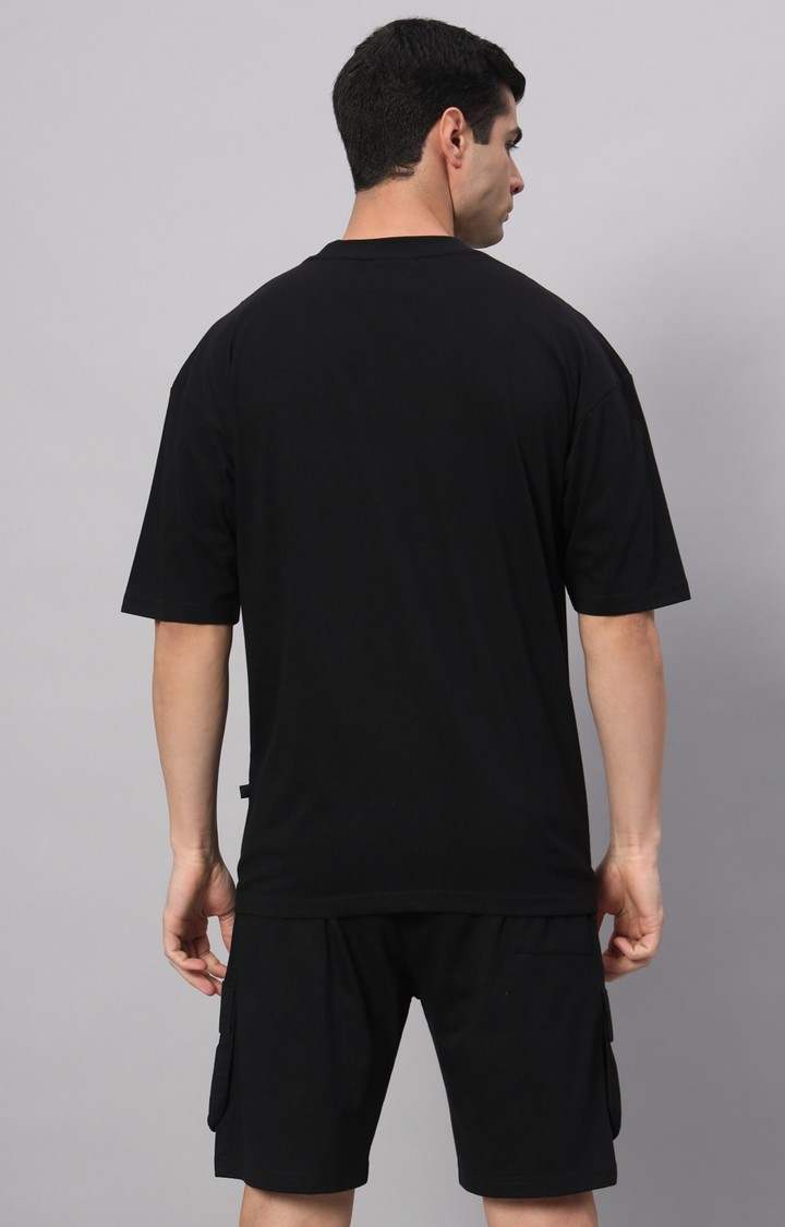 Men's Black Printed Co-ords