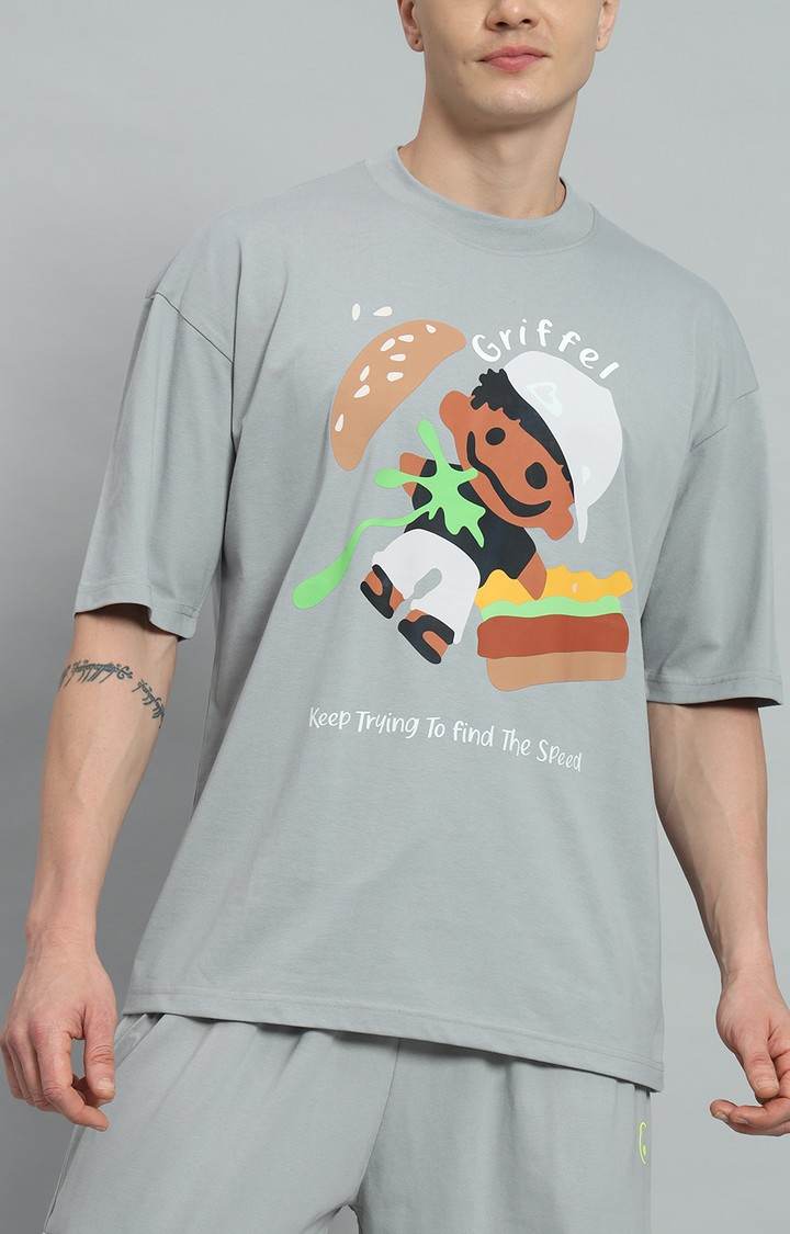 Men's Steel Grey Printed Co-ords