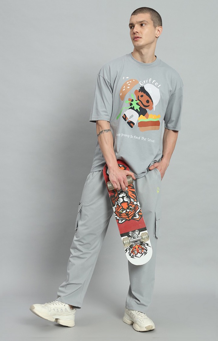 Men's Steel Grey Printed Co-ords