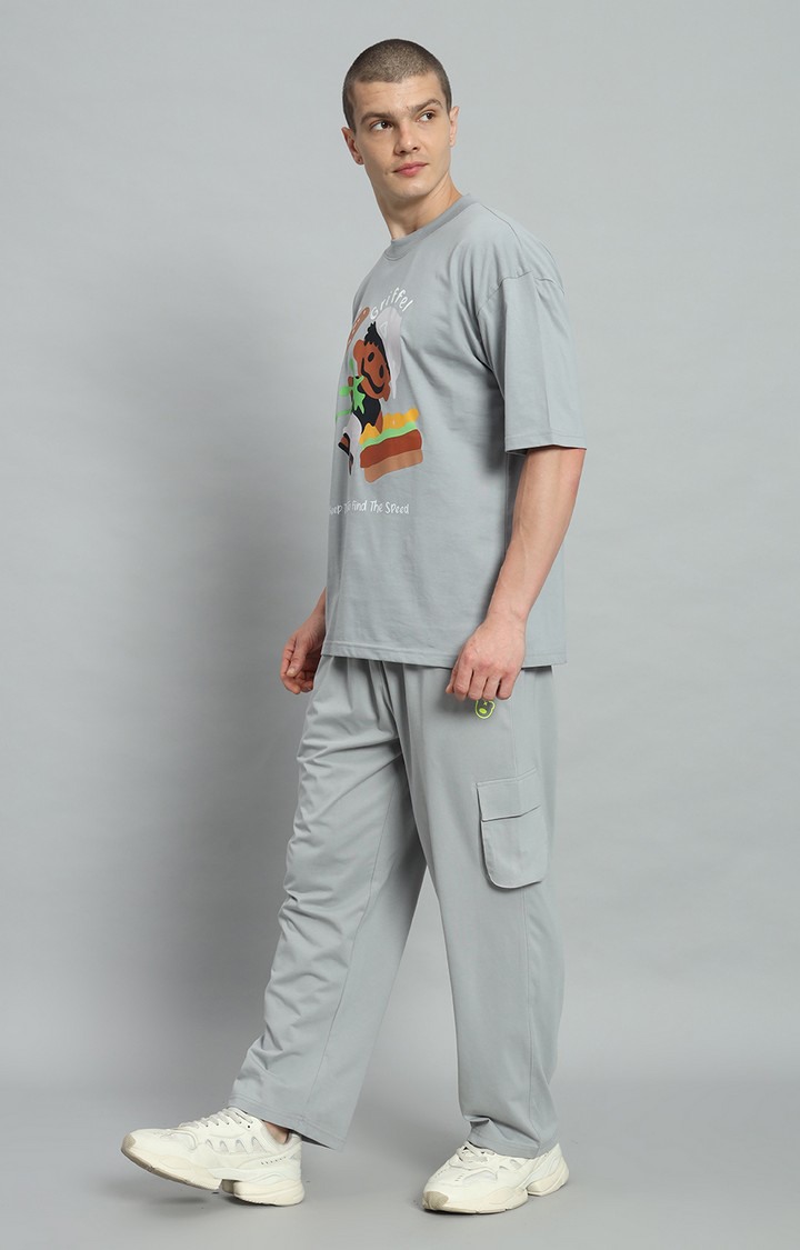 Men's Steel Grey Printed Co-ords