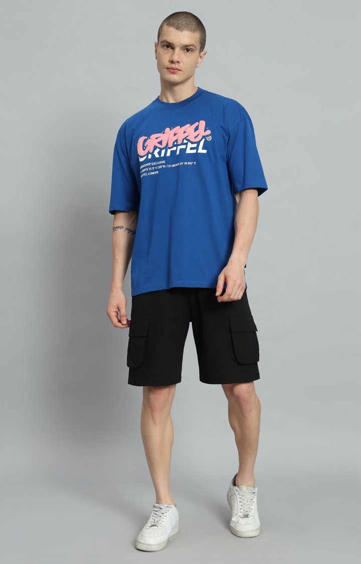 GRIFFEL | Men's PUFF LOGO Royal T-shirt and Shorts Set