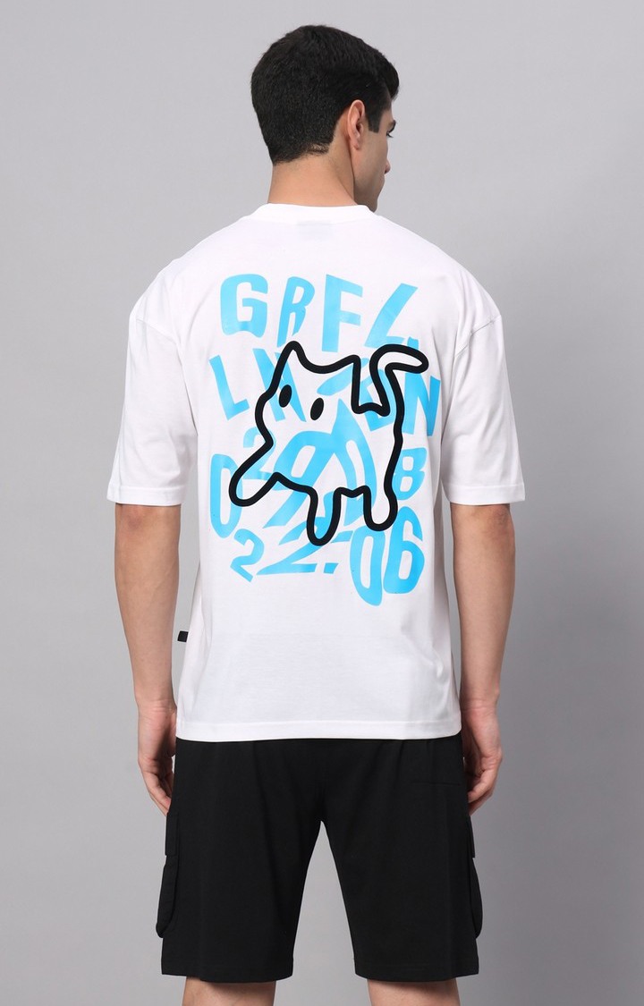 Men's White Printed Co-ords