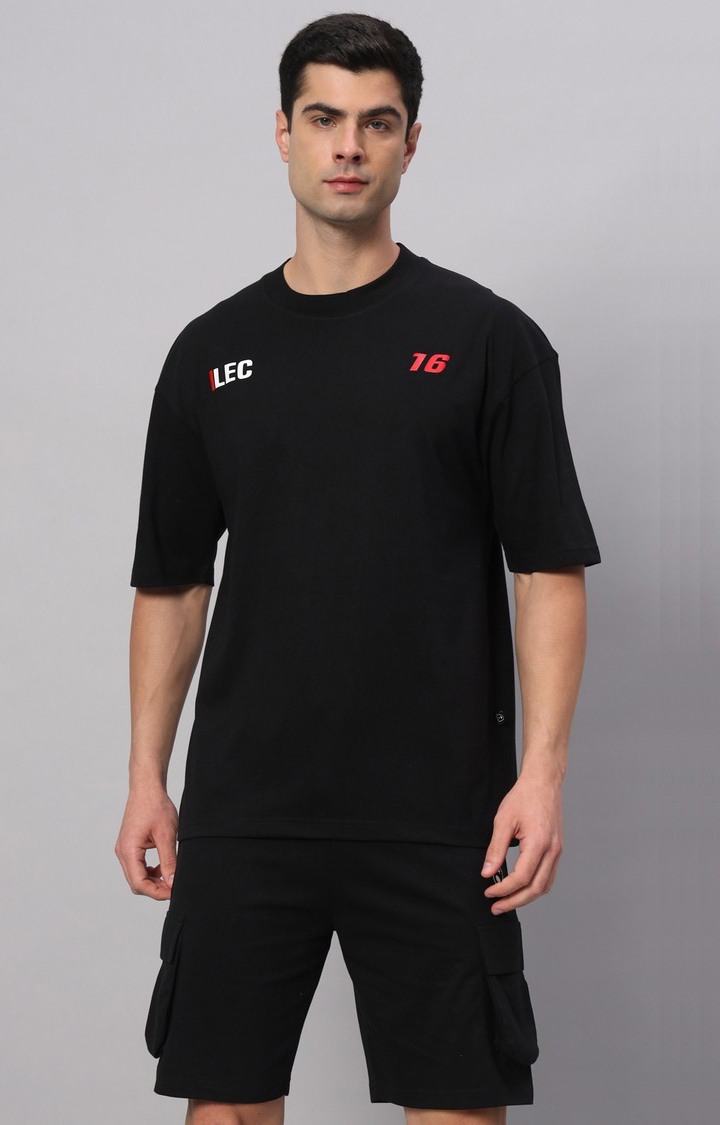 Men's Black Printed Co-ords