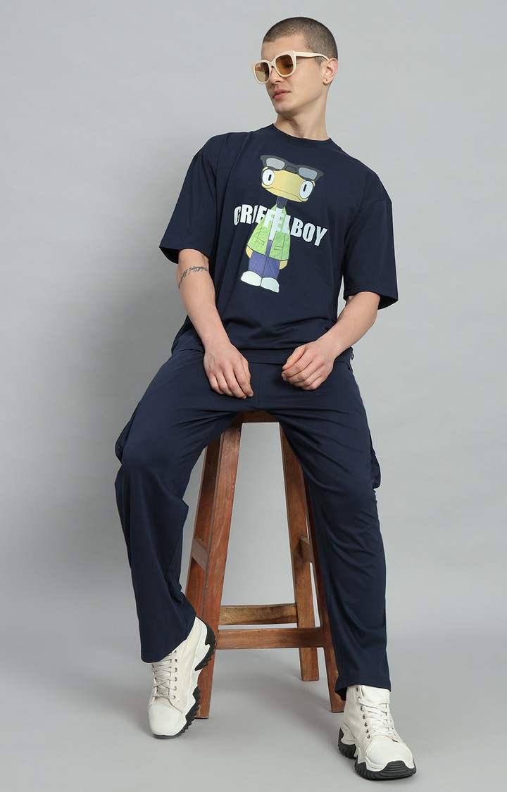 Men's Navy Printed Co-ords