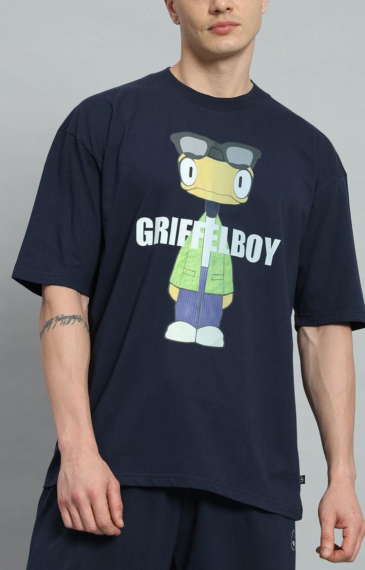 Men's Navy Printed Co-ords