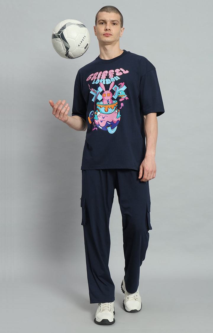 Men's Navy Printed Co-ords