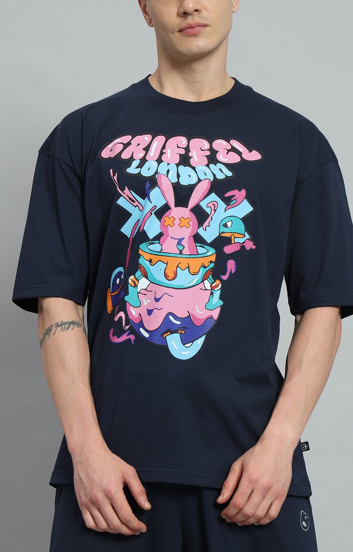 Men's Navy Printed Co-ords