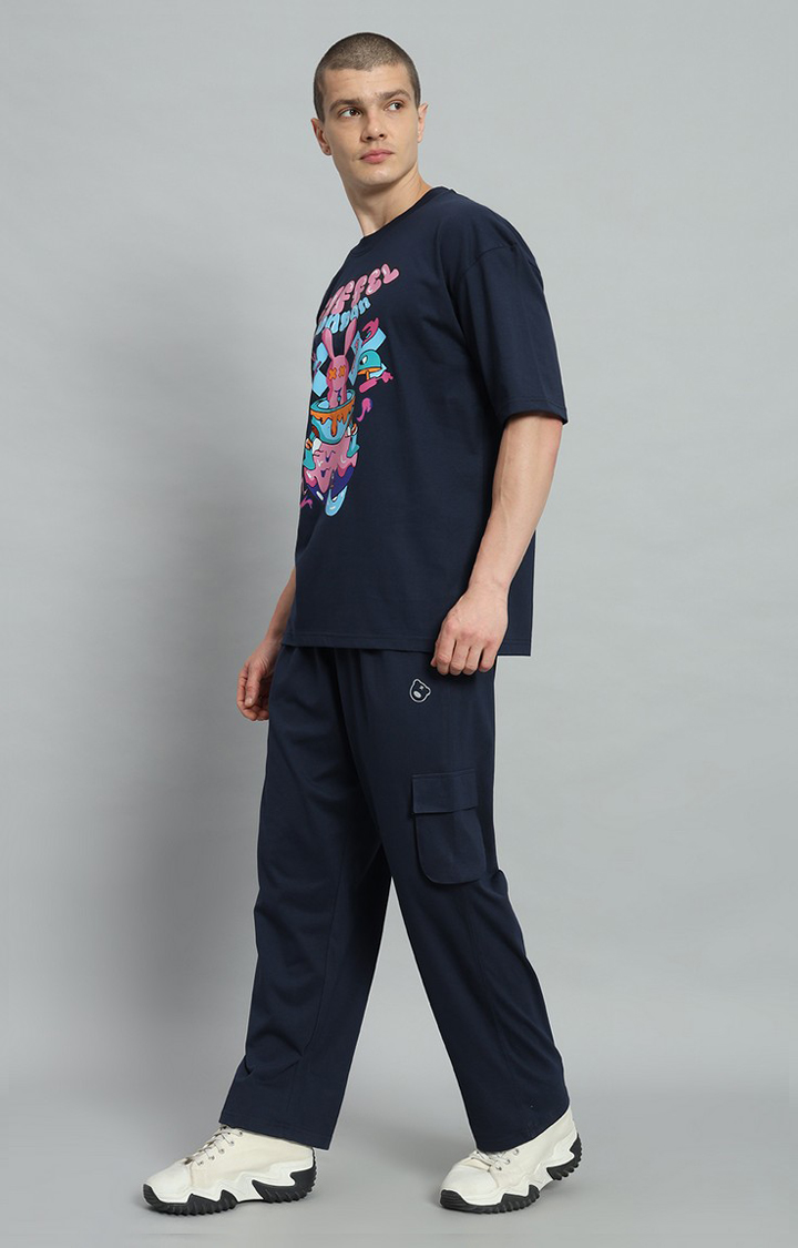 Men's Navy Printed Co-ords