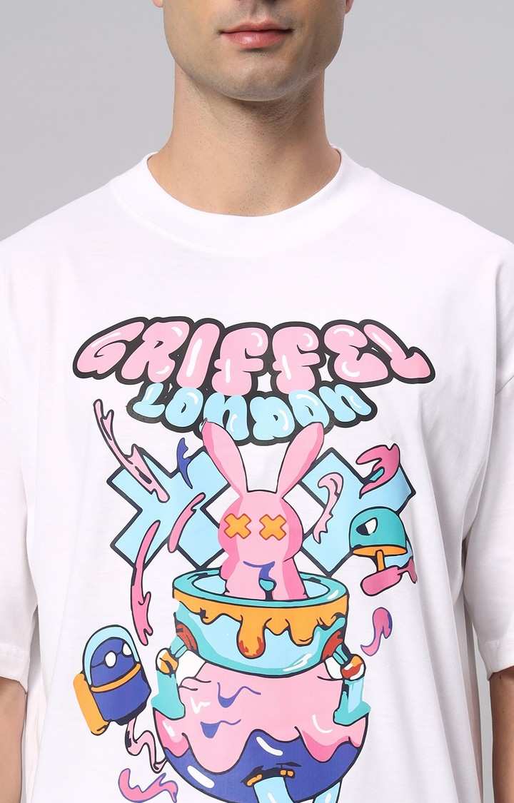 Men's White Printed Co-ords