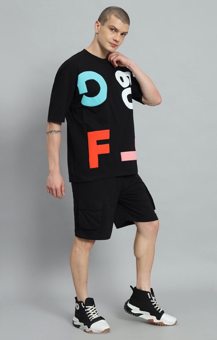 Men's Black  Printed Co-ords