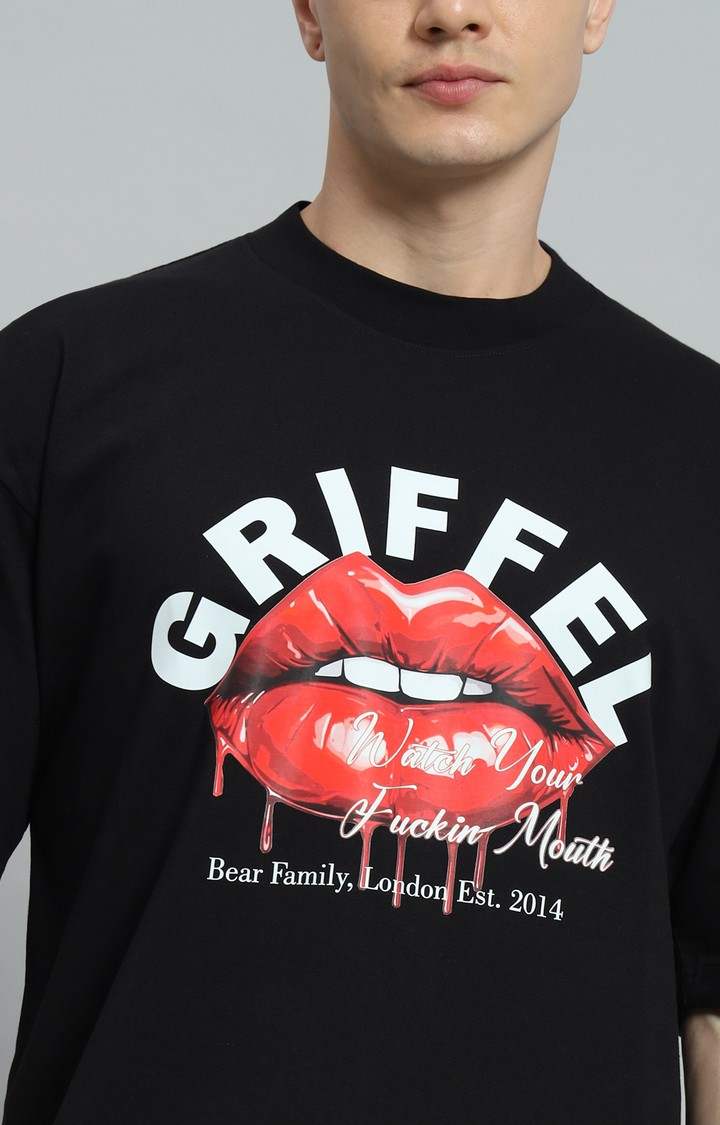 Men's Black Printed Co-ords