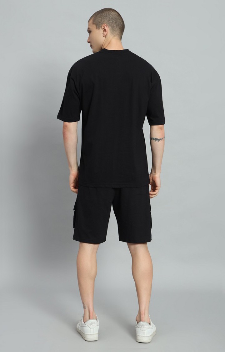 Men's Black Printed Co-ords