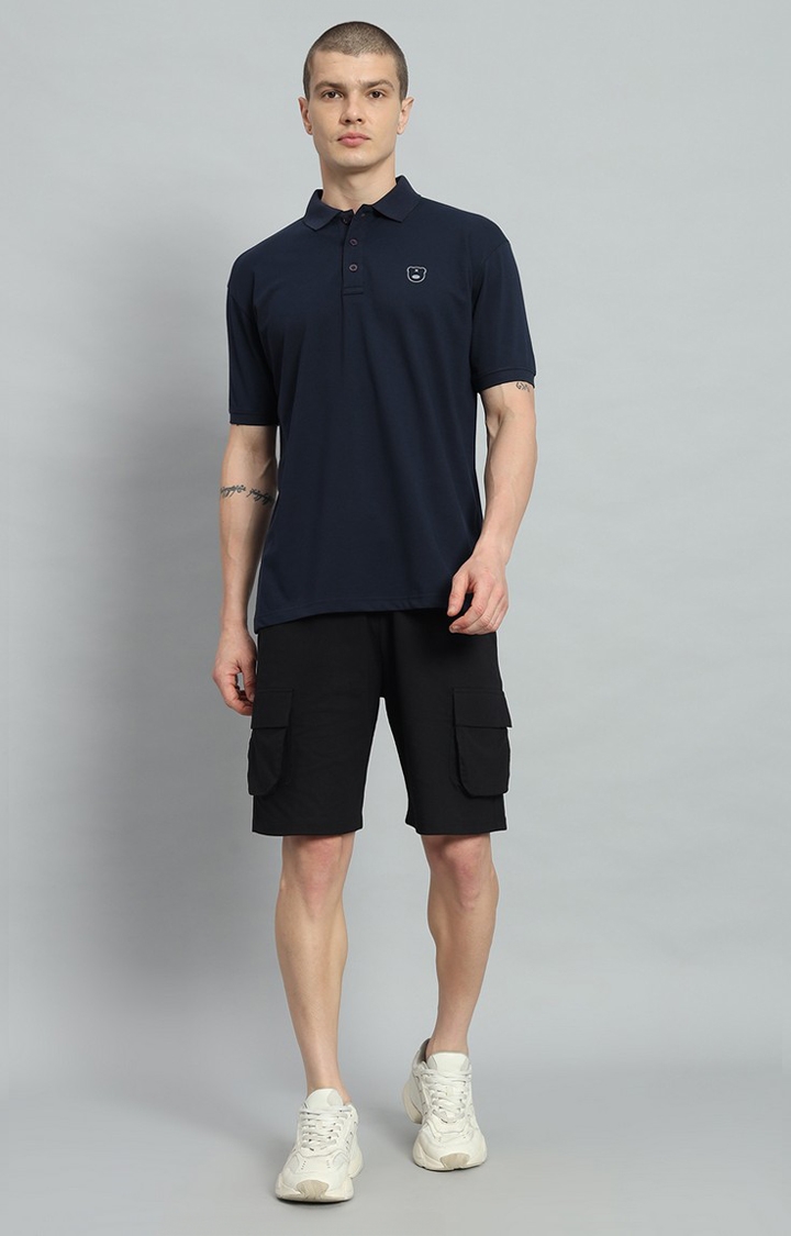 GRIFFEL | Men's Navy Polo T-shirt and Black Shorts Set