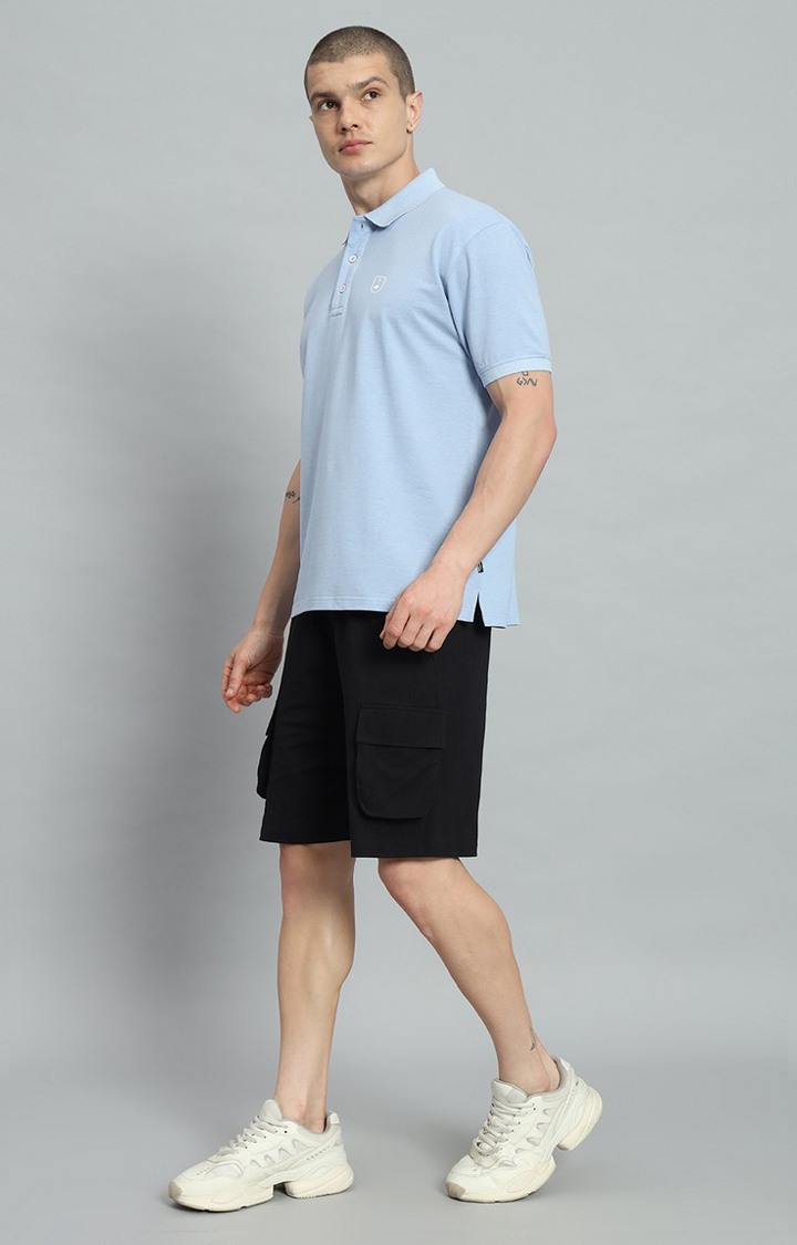 Men's Sky Blue Printed Co-ords