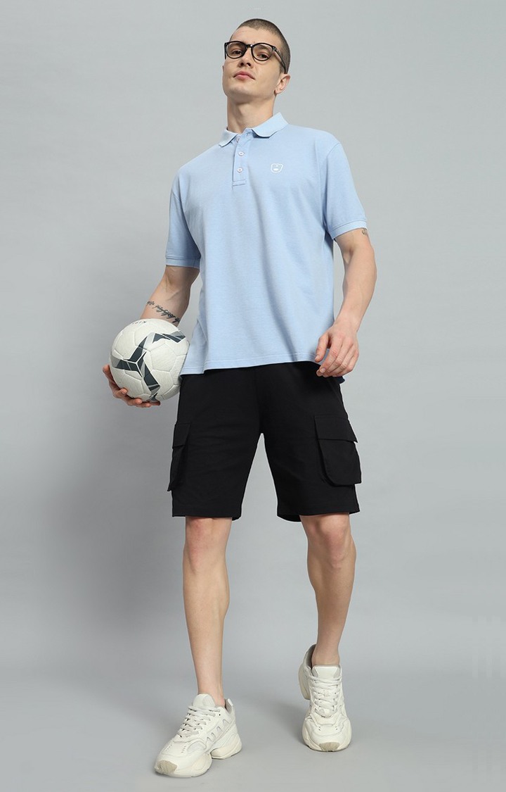 Men's Sky Blue Printed Co-ords
