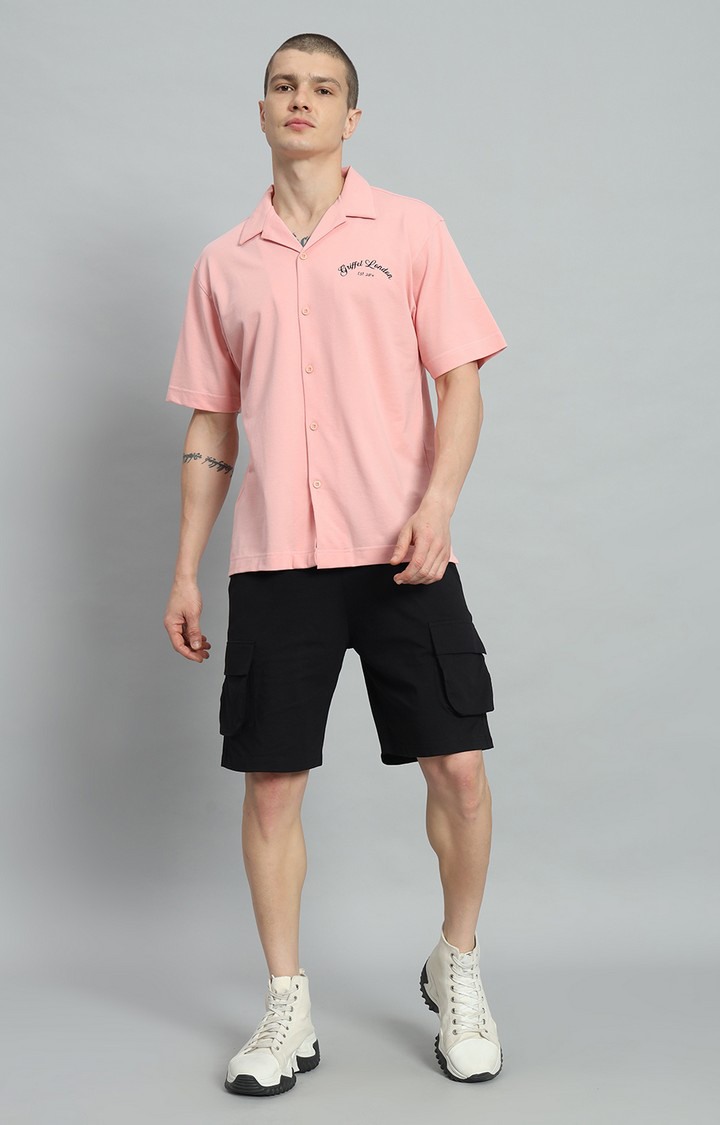 Men's Peach Printed Co-ords