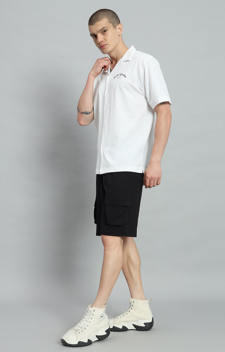 Men's White Printed Co-ords