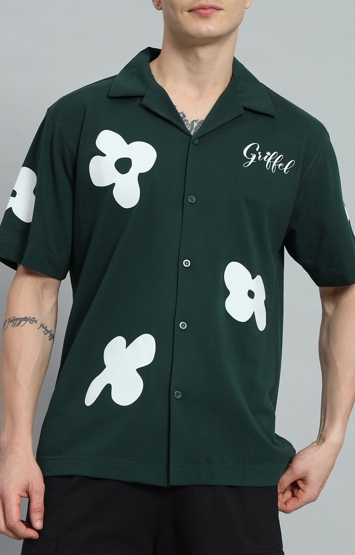 Men's Green Printed Co-ords