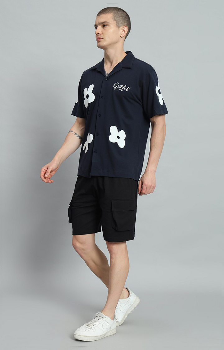 Men's Navy Printed Co-ords