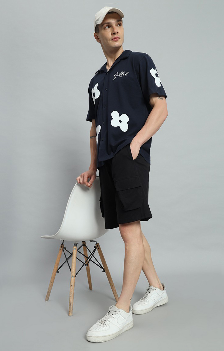 Men's Navy Printed Co-ords