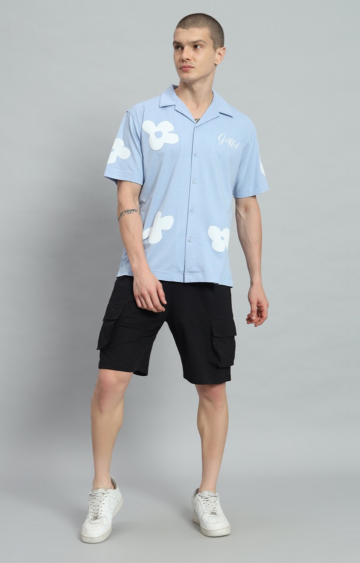 Men's Printed Bowling Sky Shirt and Shorts Set