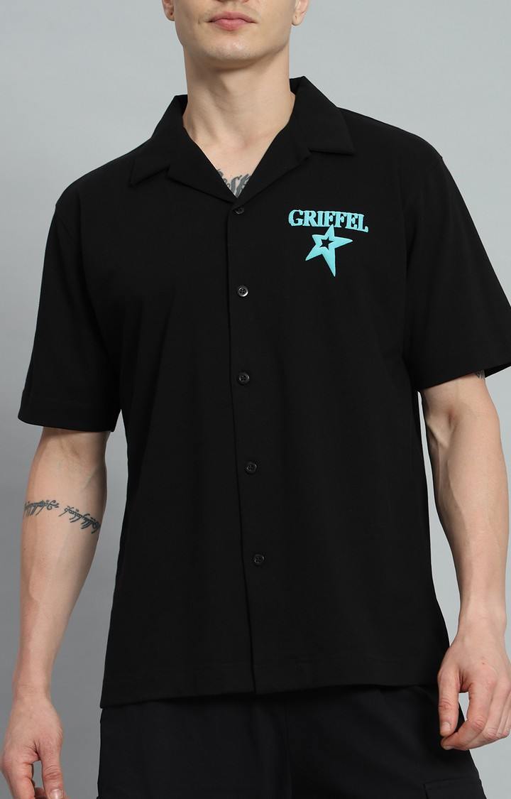 Men's Black Printed Co-ords