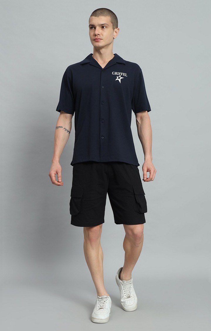 Men's Navy Printed Co-ords