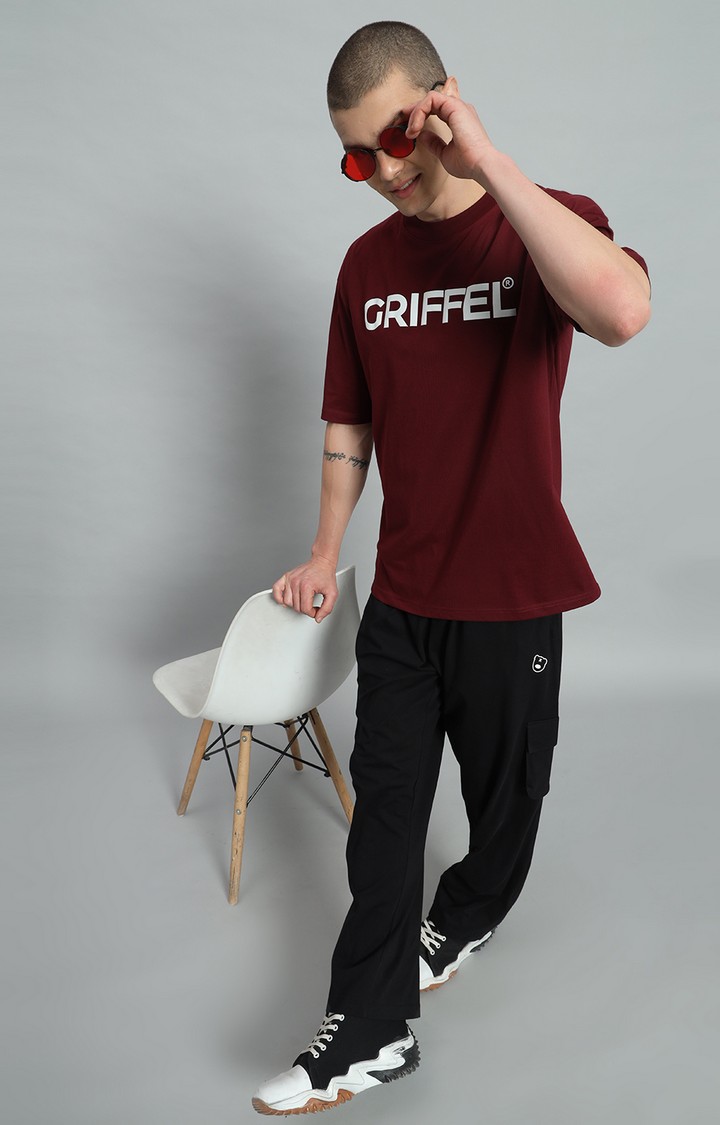Men's Maroon Printed Co-ords