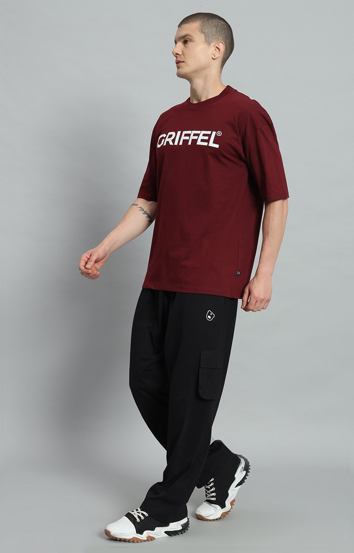 Men's Maroon Printed Co-ords