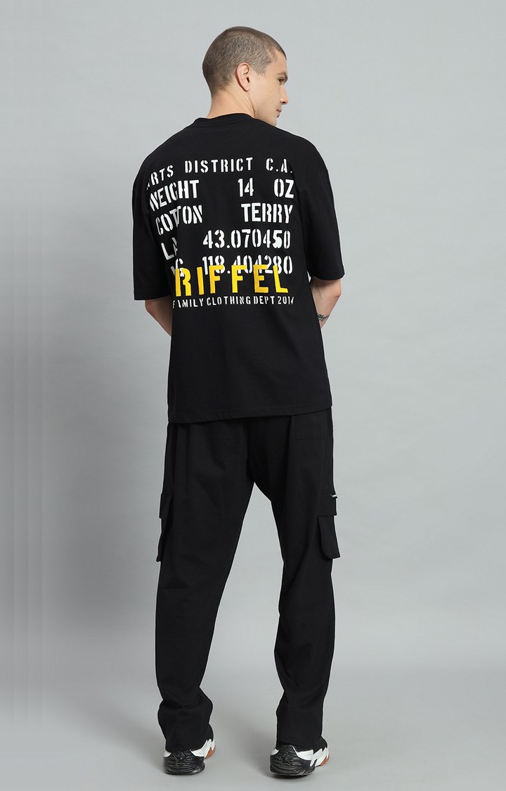 Men's Black Printed Co-ords