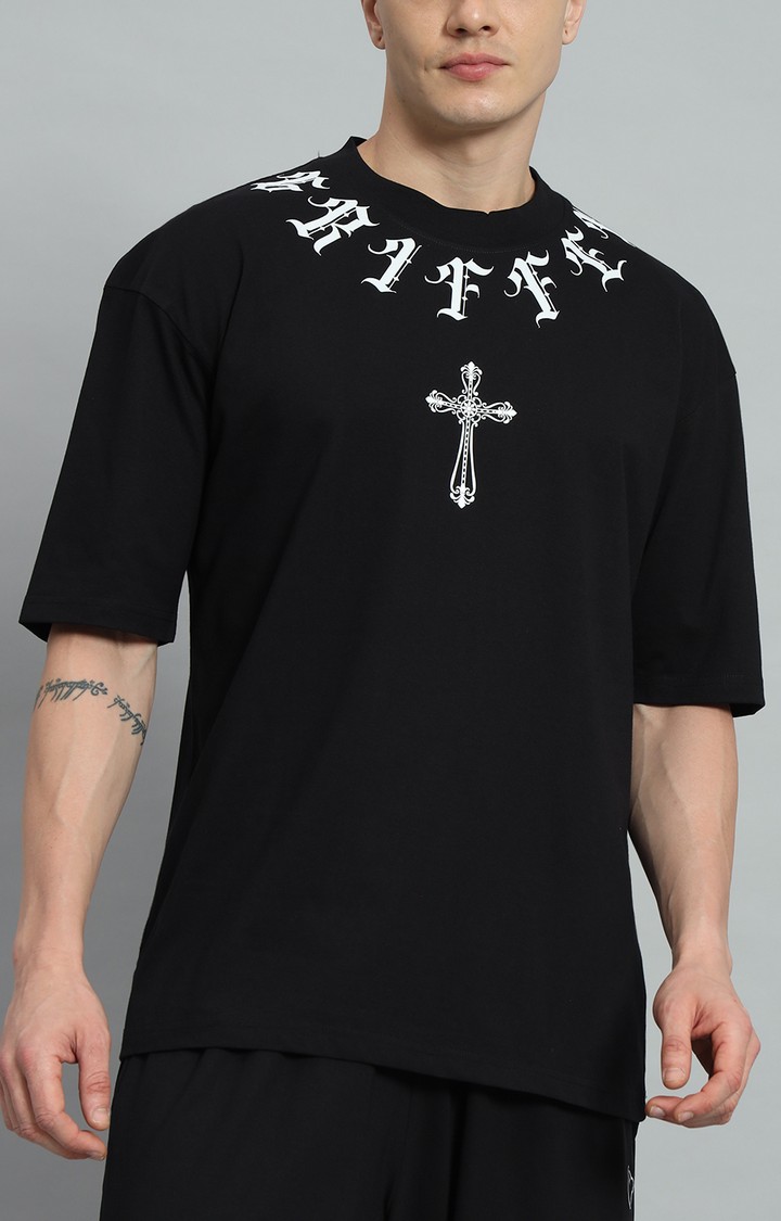 Men's Black Printed Co-ords