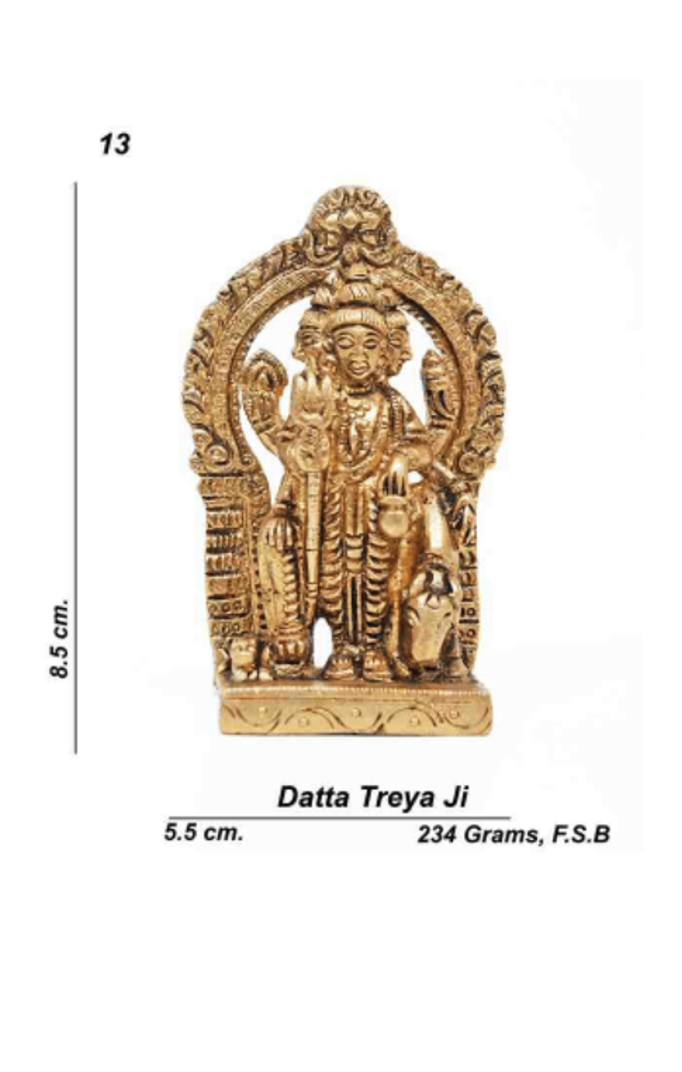 Shiv Ratan Kendra Lord Dattatreya Ji Murti - For Spiritual Growth & Thoughts Clarity I Size - 8.5CM X 5.5CM - Asthdhatu Murti For Praying in Home & Office