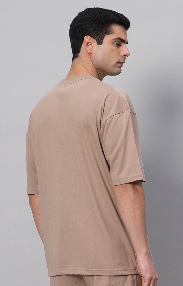 Men's Brown Printed Boxy T-Shirt