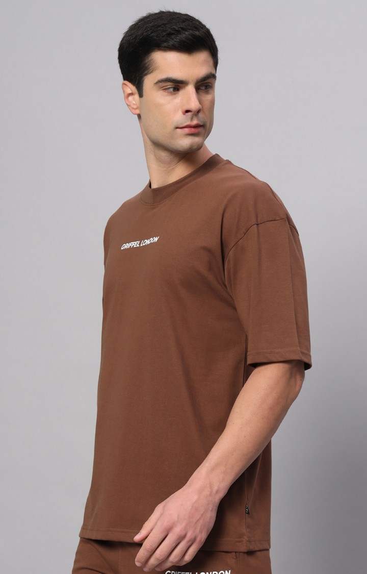 Men's Brown Printed Activewear T-Shirts