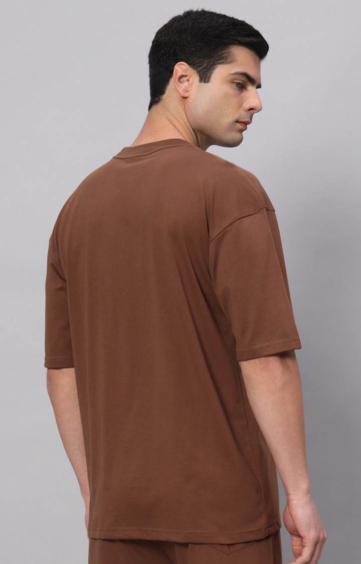 Men's Brown Printed Activewear T-Shirts