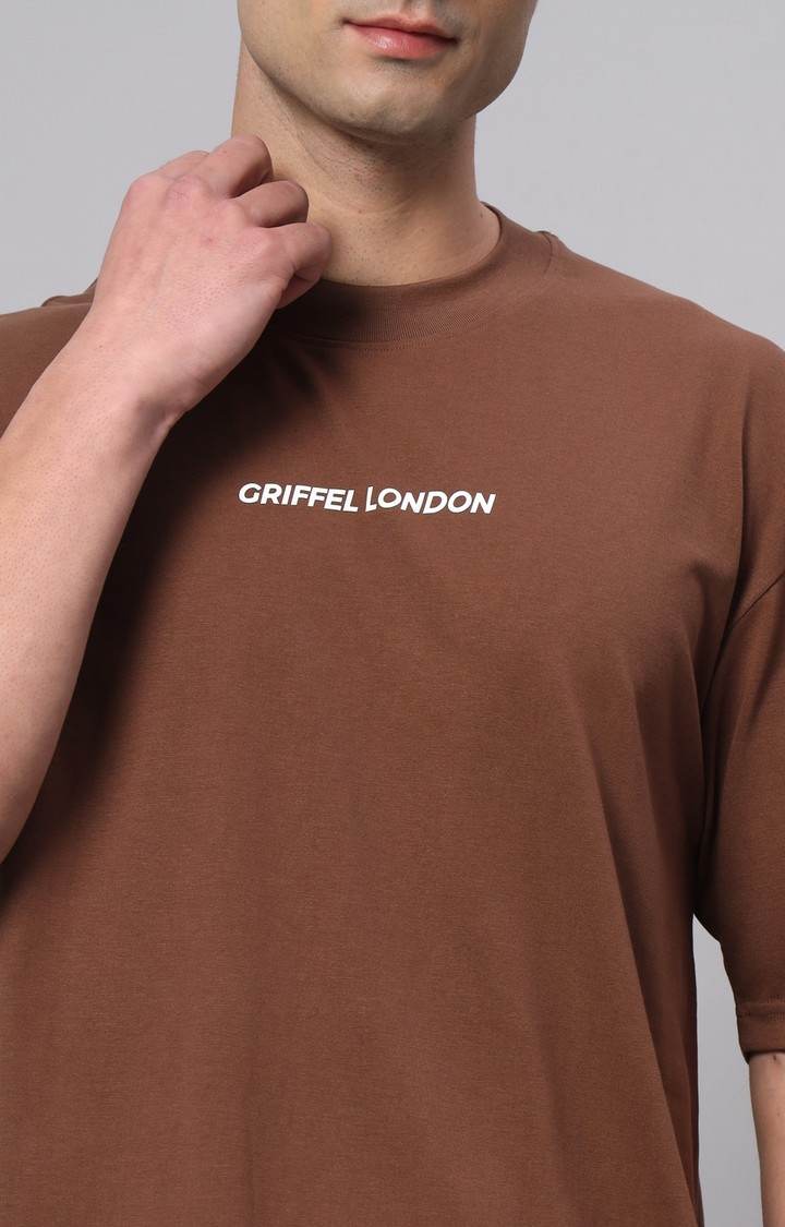 Men's Brown Printed Activewear T-Shirts