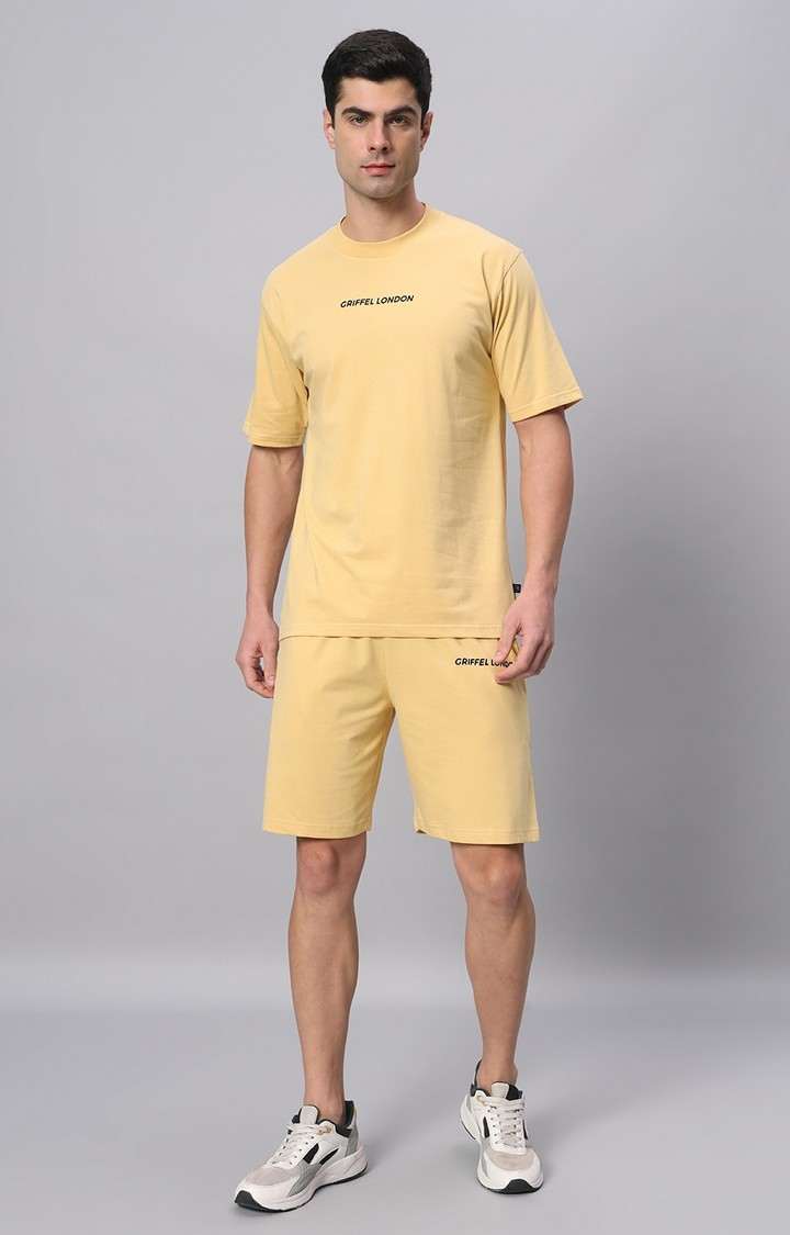 Men's Yellow Printed Activewear T-Shirts