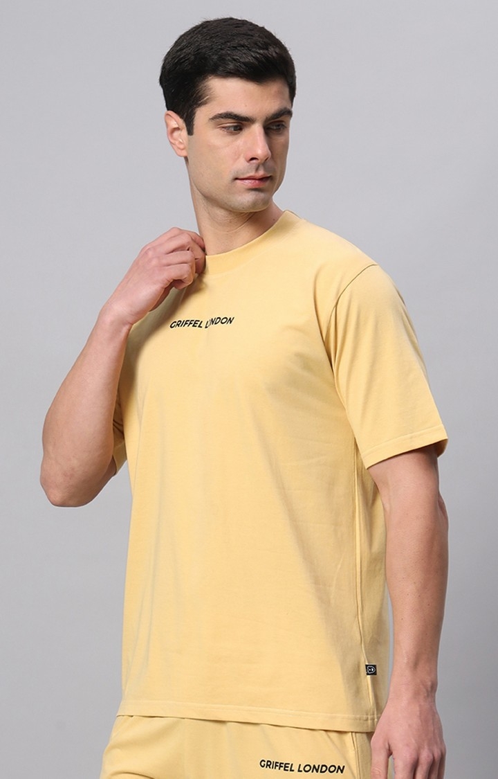 Men's Yellow Printed Activewear T-Shirts