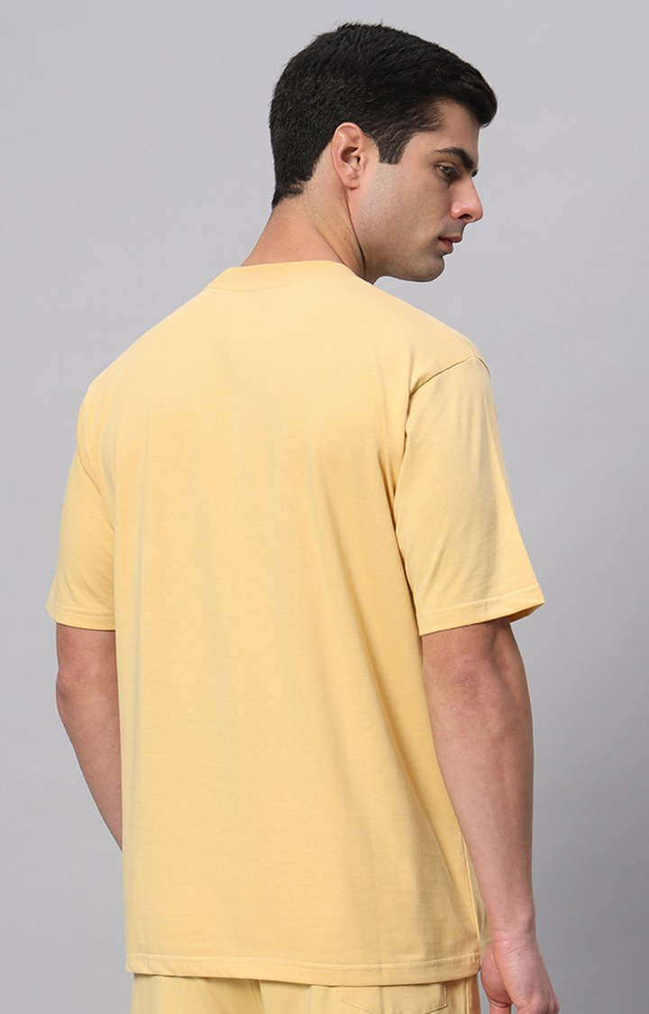 Men's Yellow Printed Activewear T-Shirts