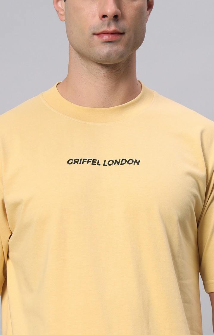 Men's Yellow Printed Activewear T-Shirts