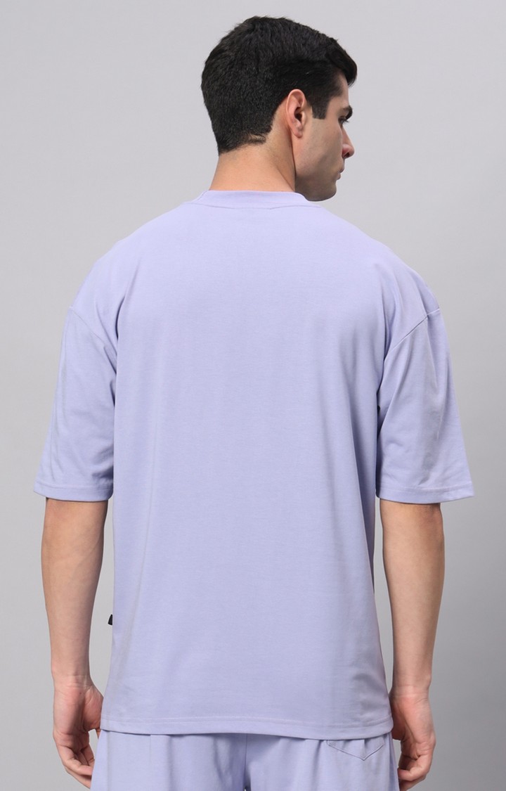 Men's Blue Printed Boxy T-Shirt