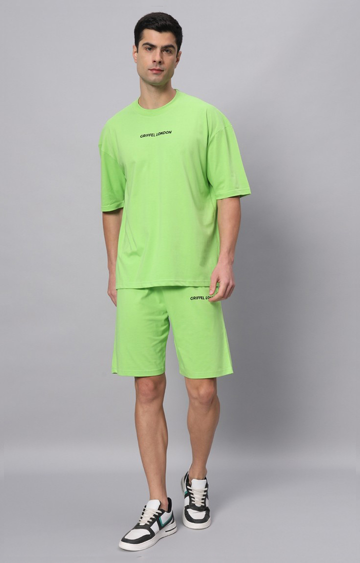 Men's Green Printed Boxy T-Shirt