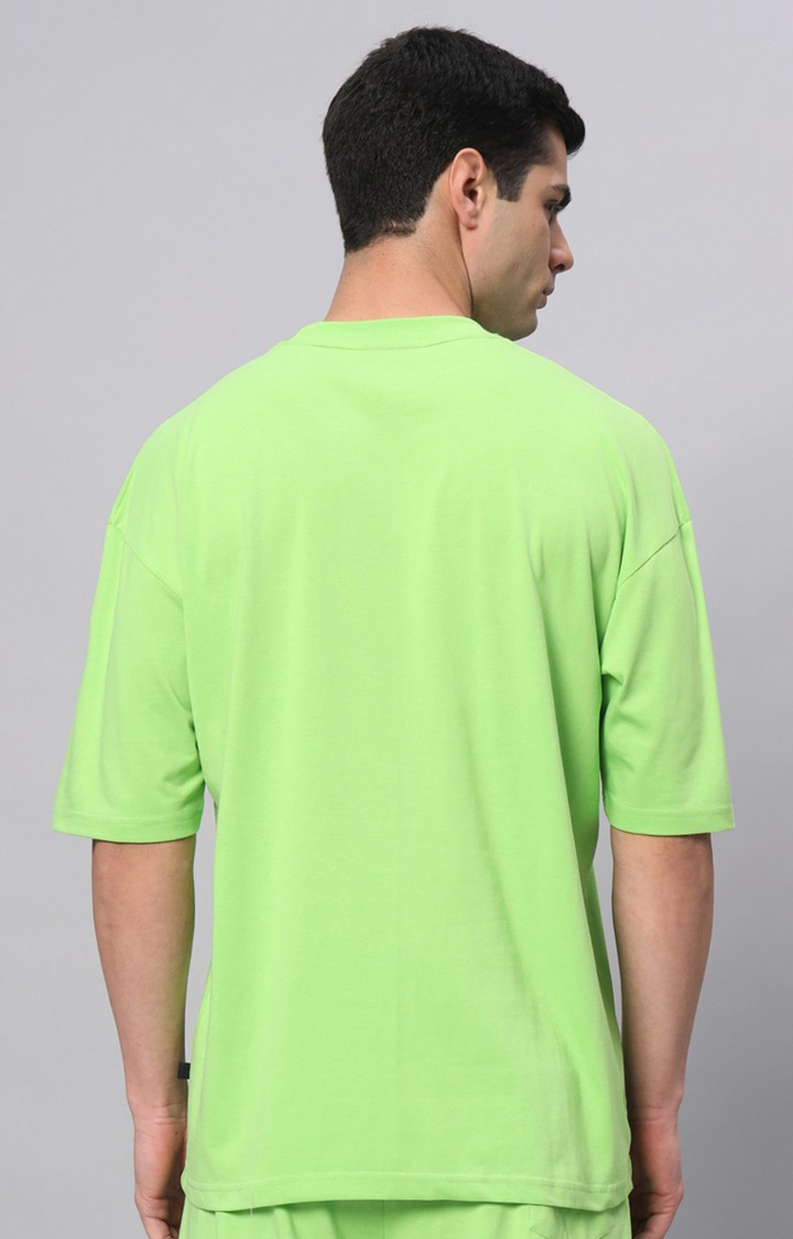 Men's Green Printed Boxy T-Shirt