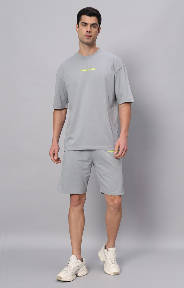 Men's Grey Printed Boxy T-Shirt