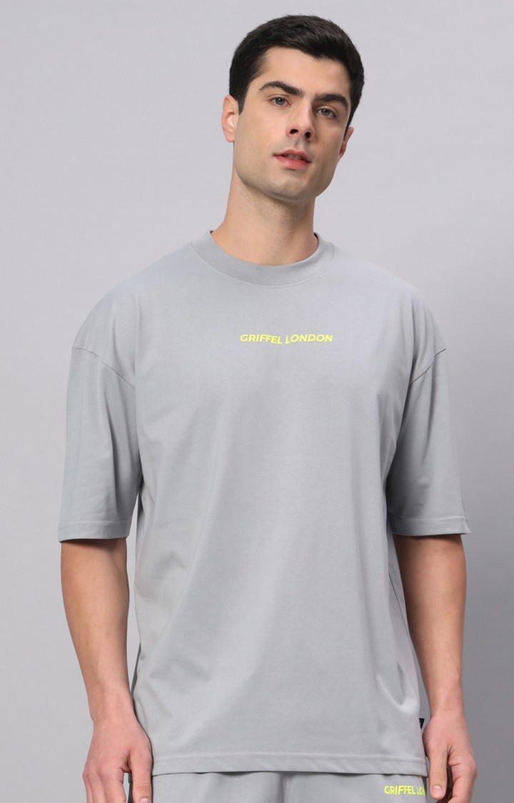 GRIFFEL | Men's Grey Printed Boxy T-Shirt